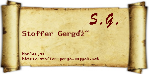 Stoffer Gergő névjegykártya